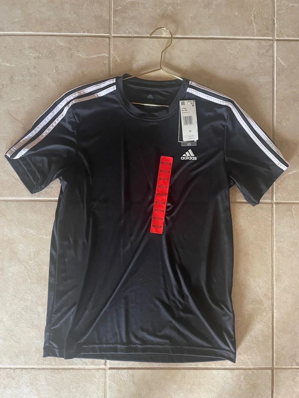 Adidas 3s z Soccer Jersey Side Stripe Round Neck Short Sleeve - Black Medium